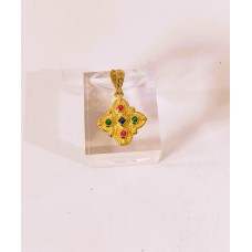 Ασημένιο επίχρυσο βυζαντινό μενταγιόν με ζιργκον (SN247)